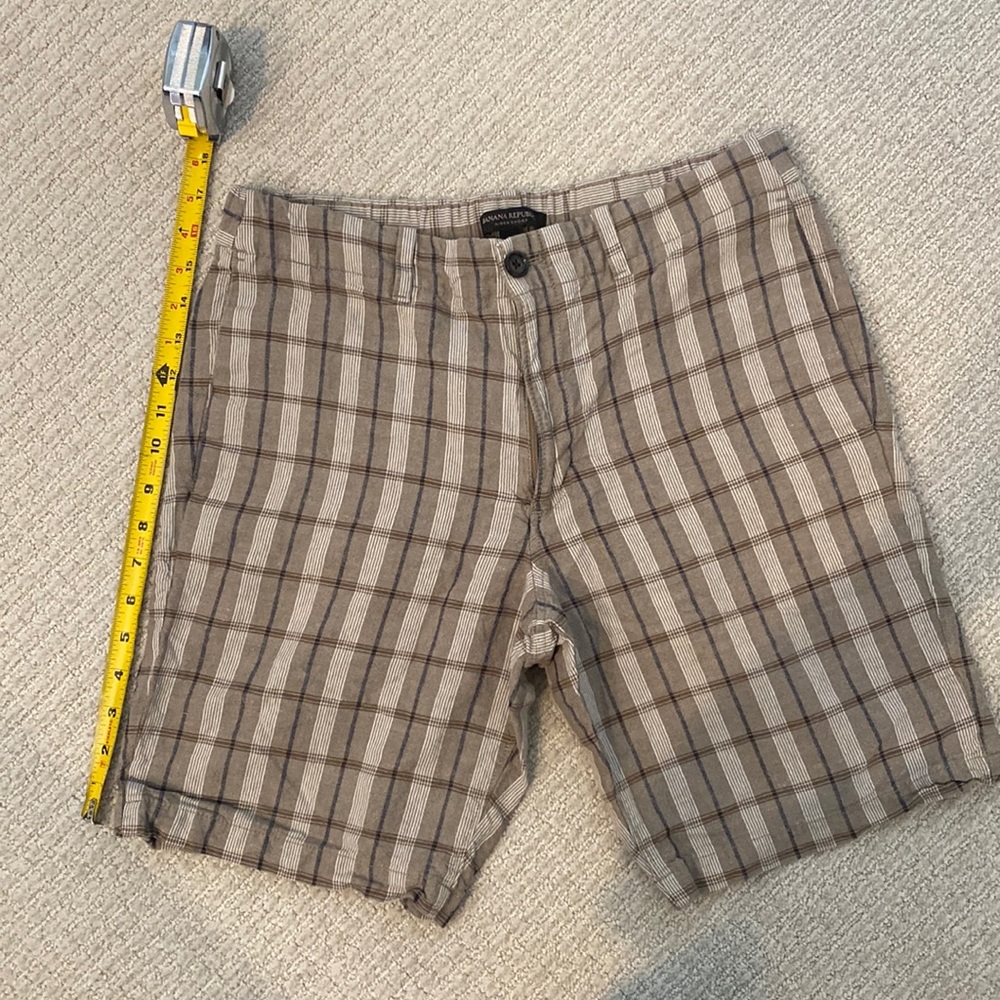 Mens banana republic tan plaid shorts